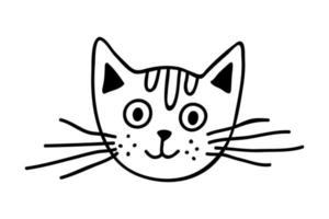 Hand drawn cat muzzle clipart. Cute pet face doodle vector