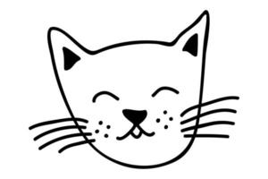 Hand drawn cat muzzle clipart. Cute pet face doodle vector