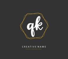 Q K QK Initial letter handwriting and  signature logo. A concept handwriting initial logo with template element. vector