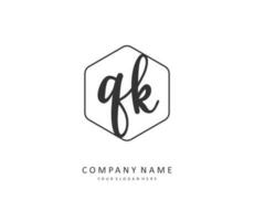 Q K QK Initial letter handwriting and  signature logo. A concept handwriting initial logo with template element. vector