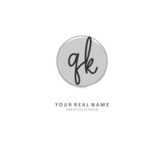 Q K QK Initial letter handwriting and  signature logo. A concept handwriting initial logo with template element. vector