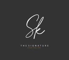 S K SK Initial letter handwriting and  signature logo. A concept handwriting initial logo with template element. vector