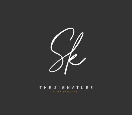 S K SK Initial letter handwriting and  signature logo. A concept handwriting initial logo with template element.