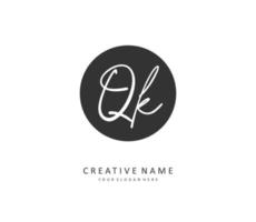 Q K QK Initial letter handwriting and  signature logo. A concept handwriting initial logo with template element. vector