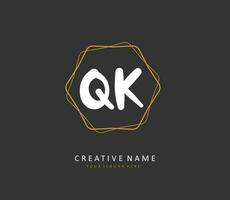 Q K QK Initial letter handwriting and  signature logo. A concept handwriting initial logo with template element. vector