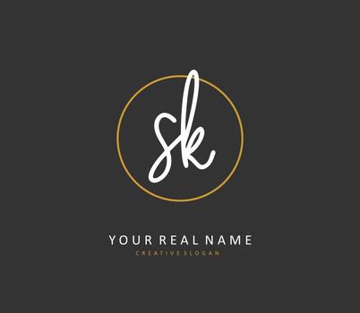 s k sk inicial letra escritura y firma logo. un concepto escritura inicial logo con modelo elemento. vector