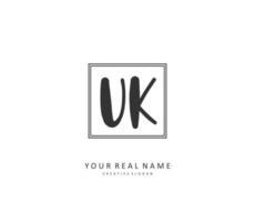 U K UK Initial letter handwriting and  signature logo. A concept handwriting initial logo with template element. vector