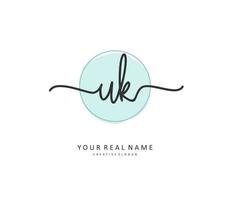 U K UK Initial letter handwriting and  signature logo. A concept handwriting initial logo with template element. vector