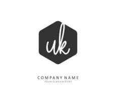 U K UK Initial letter handwriting and  signature logo. A concept handwriting initial logo with template element. vector