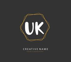 U K UK Initial letter handwriting and  signature logo. A concept handwriting initial logo with template element. vector