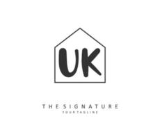 U K UK Initial letter handwriting and  signature logo. A concept handwriting initial logo with template element. vector