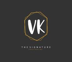 V K VK Initial letter handwriting and  signature logo. A concept handwriting initial logo with template element. vector