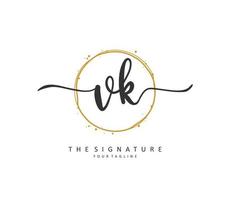 V K VK Initial letter handwriting and  signature logo. A concept handwriting initial logo with template element. vector