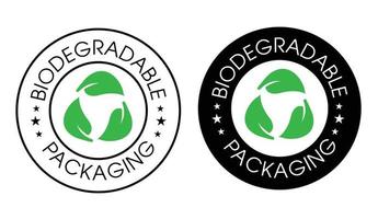 eco friendly abstract, biodegradable packaging vector icon with green leaf