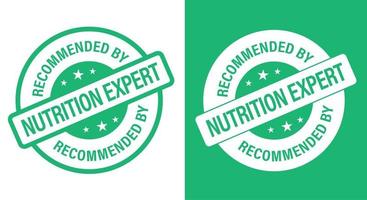 recommended by nutrition expert vector stamp set. green in color