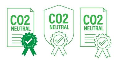 co2, carbón neutral vector icono conjunto , verde en color