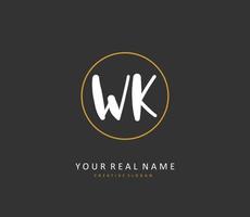 W K WK Initial letter handwriting and  signature logo. A concept handwriting initial logo with template element. vector