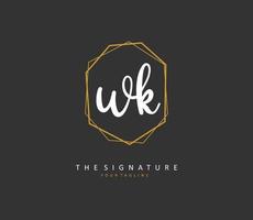 W K WK Initial letter handwriting and  signature logo. A concept handwriting initial logo with template element. vector