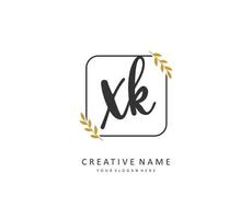 X K XK Initial letter handwriting and  signature logo. A concept handwriting initial logo with template element. vector