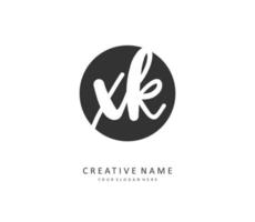 X K XK Initial letter handwriting and  signature logo. A concept handwriting initial logo with template element. vector