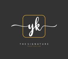 Y K YK Initial letter handwriting and  signature logo. A concept handwriting initial logo with template element. vector