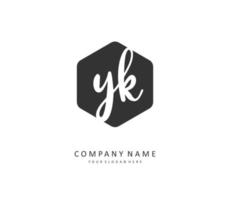 Y K YK Initial letter handwriting and  signature logo. A concept handwriting initial logo with template element. vector