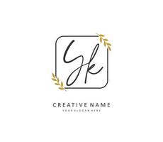 Y K YK Initial letter handwriting and  signature logo. A concept handwriting initial logo with template element. vector