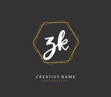 Z K ZK Initial letter handwriting and  signature logo. A concept handwriting initial logo with template element. vector