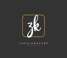 Z K ZK Initial letter handwriting and  signature logo. A concept handwriting initial logo with template element. vector