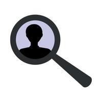 Search icon with male avatar. Symbol with magnifying glass vector