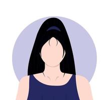 Flat vector illustration of a young woman with a high ponytail