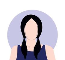 Flat vector illustration of a young woman with two ponytails