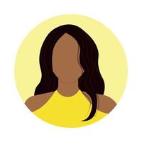 africano americano mujer avatar con ondulado pelo vector