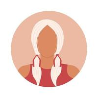 Avatar of a young Hispanic woman with ponytails for social media vector