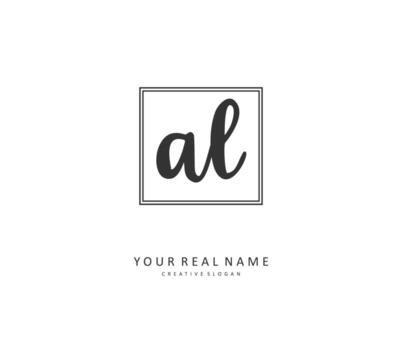 AL Initial letter handwriting and  signature logo. A concept handwriting initial logo with template element. vector