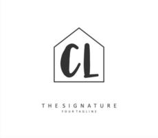 CL Initial letter handwriting and  signature logo. A concept handwriting initial logo with template element. vector