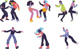 bailando personas colocar, plano vector ilustración aislado en blanco antecedentes.