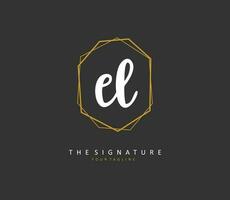 EL Initial letter handwriting and  signature logo. A concept handwriting initial logo with template element. vector