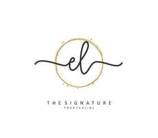 EL Initial letter handwriting and  signature logo. A concept handwriting initial logo with template element. vector