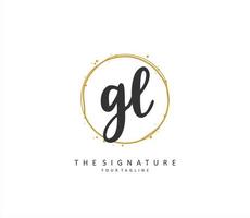 GL Initial letter handwriting and  signature logo. A concept handwriting initial logo with template element. vector