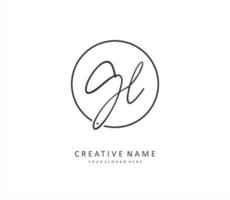 GL Initial letter handwriting and  signature logo. A concept handwriting initial logo with template element. vector