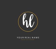 HL Initial letter handwriting and  signature logo. A concept handwriting initial logo with template element. vector