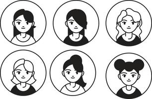 Set of avatars of women in flat style. Vector illustration.