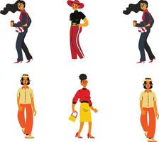 Vector illustration of a set of people in different poses and gestures.