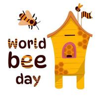 World Bee Day Vector Design Template with bees and beehive