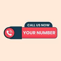 red black call us now button call sign with phone number vector