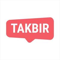 Takbir Allahu Akbar Red Vector Callout Banner with Call to Prayer for Ramadan