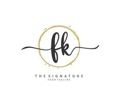 F K FK Initial letter handwriting and  signature logo. A concept handwriting initial logo with template element. vector