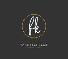 F K FK Initial letter handwriting and  signature logo. A concept handwriting initial logo with template element. vector