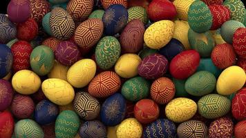 Multi color with gold patterns Easter egg falling transition video